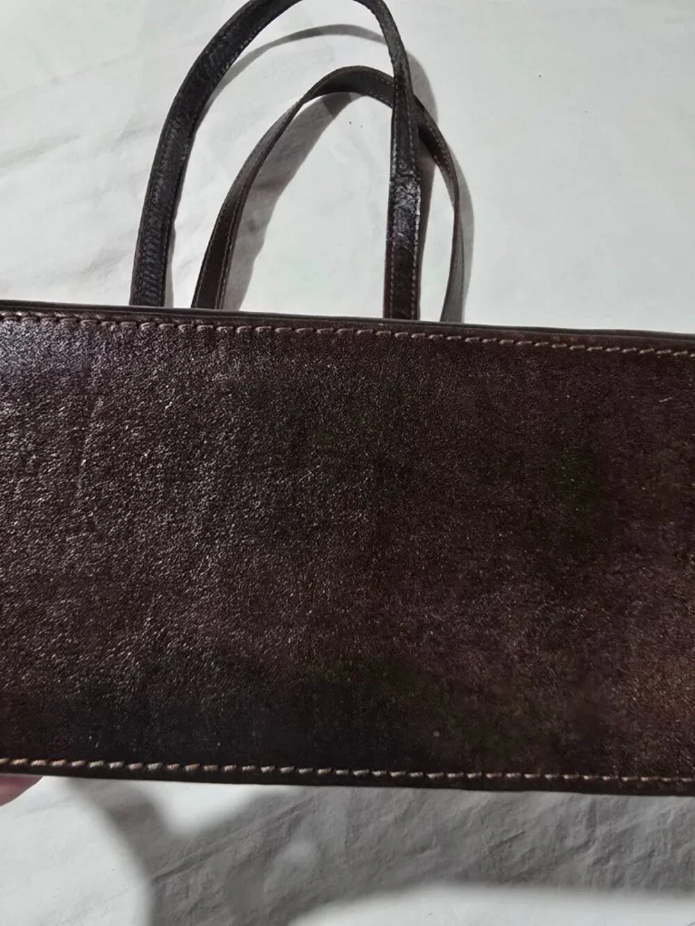 American West Brown Tooled Leather Shoulder Bag Vintage Buffalo Nickel Accent